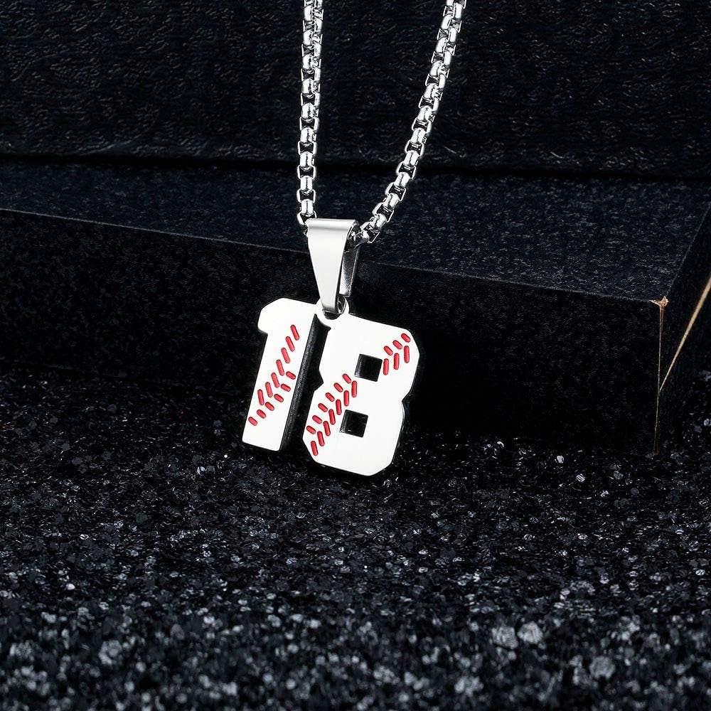 Inspiration Baseball Jersey Number Necklace Stainless Steel Charms Number Pendant for Men Women