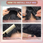 Deep Wave Half Wig Human Hair 24Inch Wear and Go Glueless Curly Wig 200% Density 3 in 1 Seamless Flip over Drawstring No Headband Wig for Black Women Beginner Friendly Natural Color