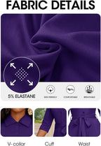 Womens Maxi Dress 3/4 Sleeve Button down Pleated Church Work Dress | Business Casual Lapel Neck Work Dress with Pockets/ Elegant Tie Waist Wedding Guest Dress with Belt/ Solid Color