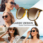 Premium Vintage round Sunglasses for Women Men Classic Retro Style | All-Day Comfort TR90 Frame, Medium Fit, UV400 Protection, Shatter-Resistant Lens, Trendy, Daily Wear, Driving & Travel, Gifts