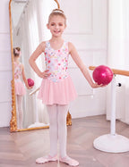 Girls Hollow Back Ballet Leotard with Skirt Sleeveless Dance Dress | Kid Girls, Solid Leotard with Hollow Back Criss-Cross Straps, Flowy Chiffon Skirt 3-11 Y
