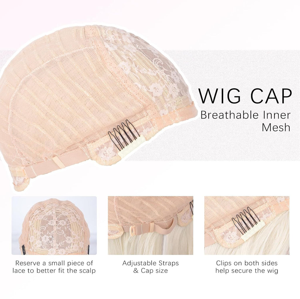 Platinum Blonde Wig with Bangs 24Inch Long Straight Wigs for Women | Natural Looking Synthetic Wig,Suitable for Daily Wear,Party,Halloween and Cosplay,Beginner-Friendly,Lightweight and Soft
