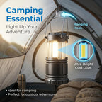 Battery Operated Lights, Stainless Steel Two Lighting Modes Flashlights Rechargeable Lamp Camping Lantern Emergency Light with Hanging Handle for Hiking Camping Fishing