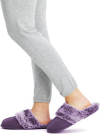 Womens Comfy Faux Fur House Slipper Scuff Memory Foam Slip on Anti-Skid Soleslipper