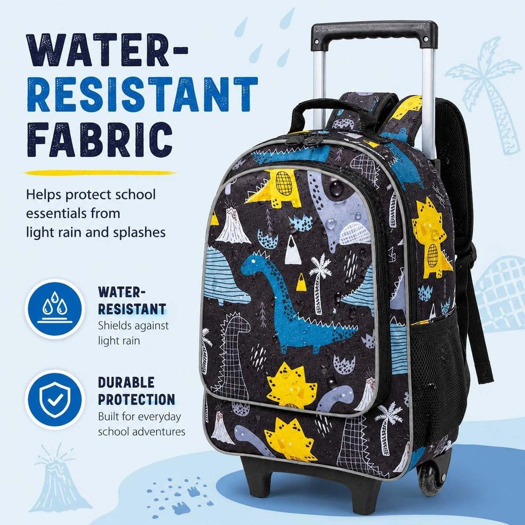 3PCS Rolling Backpack for Girls Boys, Kids Roller Wheels Bookbag, Wheeled School Bag with Lunch Bag