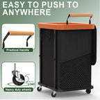150L Laundry Basket with Wheels,Rolling Basket Hamper with Lid&Handle Black | Laundry Organizer Storage Cart with Heavy Duty Sturdy Metal Frame for Home, Hotel, Laundry Room
