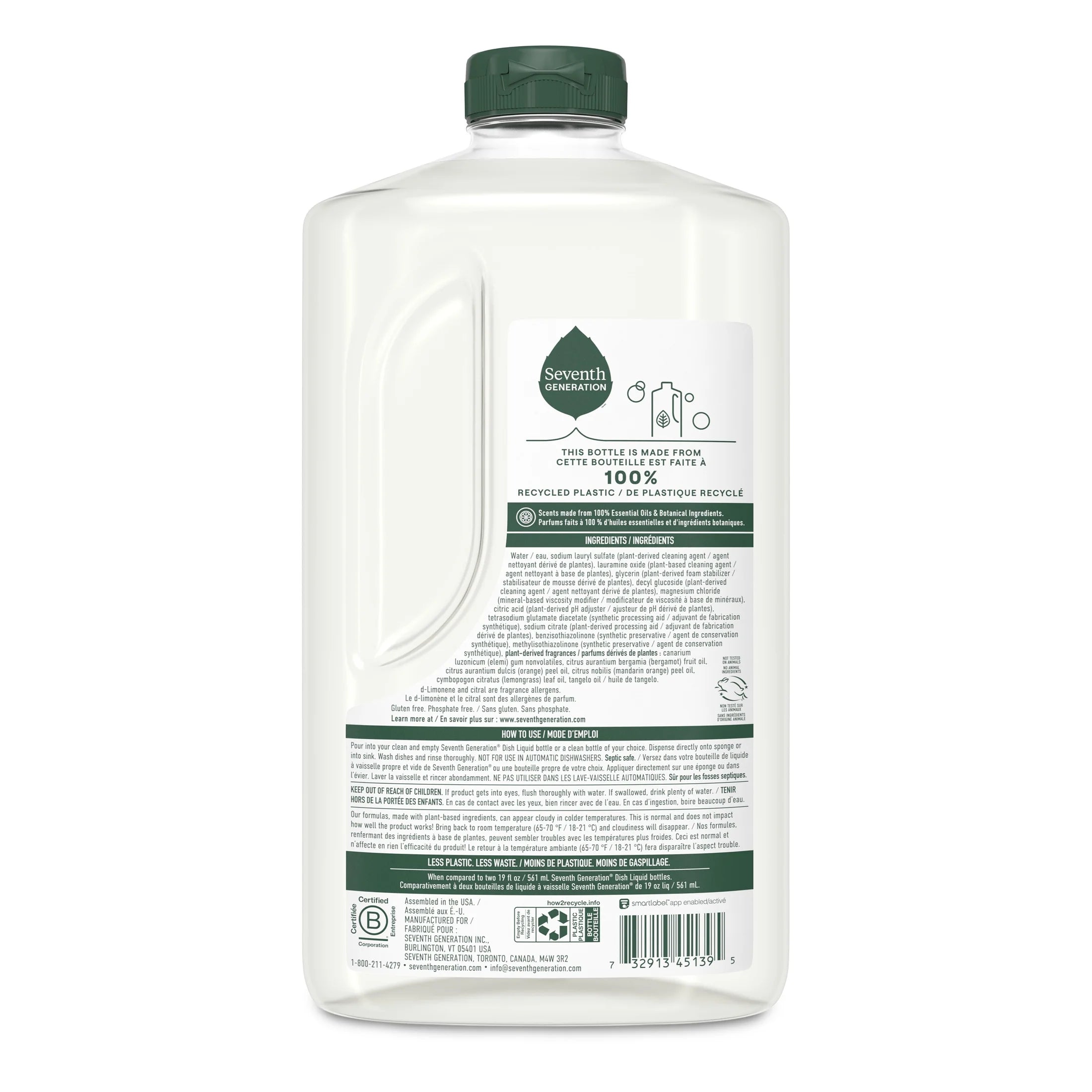 Dish Soap Refill, Liquid Dishwashing Soap, Clementine Zest & Lemongrass, 50 Fl Oz