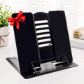 1PC Desk Book Stand Metal Reading Rest Book Holder, Cookbook Holder | Adjustable Documents Holder Portable Sturdy Bookstands for Recipes Textbooks Tablet Music Books with Page Clips (Black)