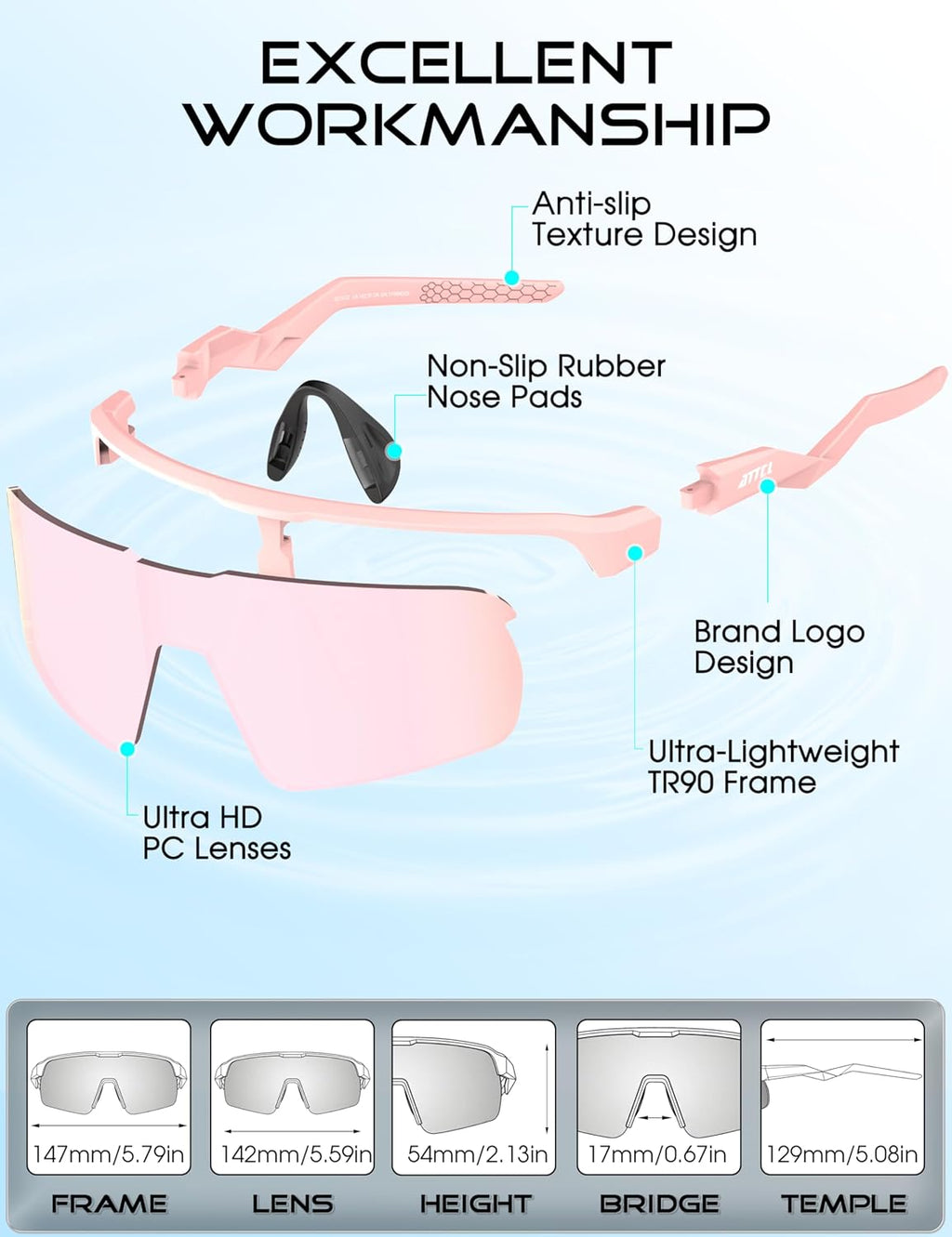 Sports Sunglasses for Men Women: UV400 Protection Running Sunglasses Wrap around Glasses for Cycling Baseball Fishing