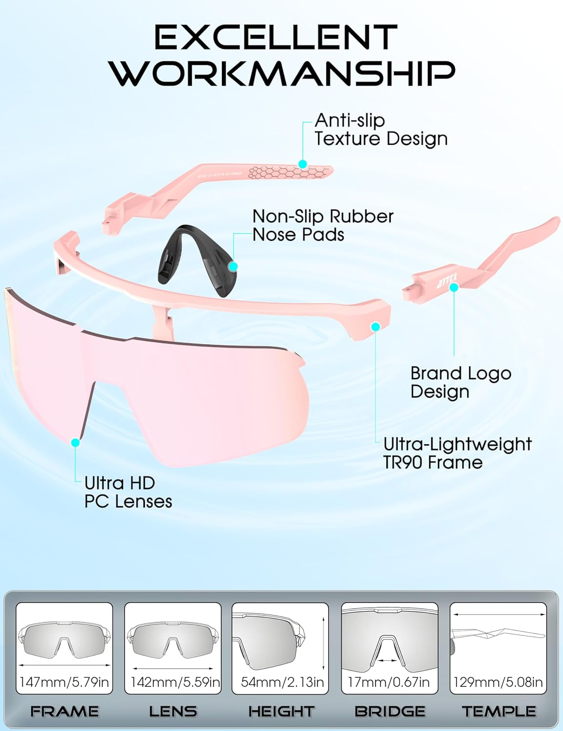 Sports Sunglasses for Men Women: UV400 Protection Running Sunglasses Wrap around Glasses for Cycling Baseball Fishing