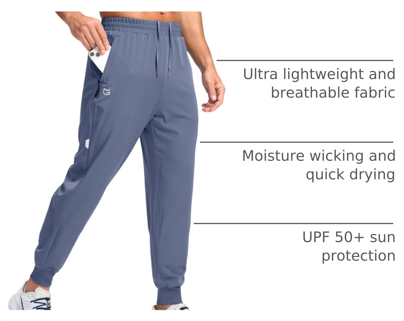 Men'S Joggers with Zipper Pockets Lightweight Athletic Workout Pants Quick Dry Sweatpants for Men Running Hiking