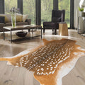 Deer Rug Antelope Print Rug, 6.2X8.2 Feet Faux Deer Hide Fawn Animal Print Skin for Living Room Bedroom Brown Rustic Western Décor