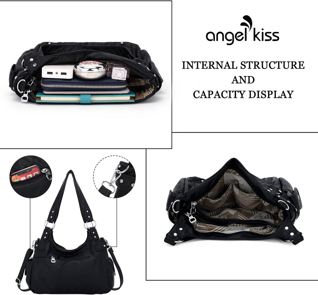Large Purses and Handbags for Women Washed Faux Leather Crossbody Hobo Satchel Shoulder Handbag Tote Purse