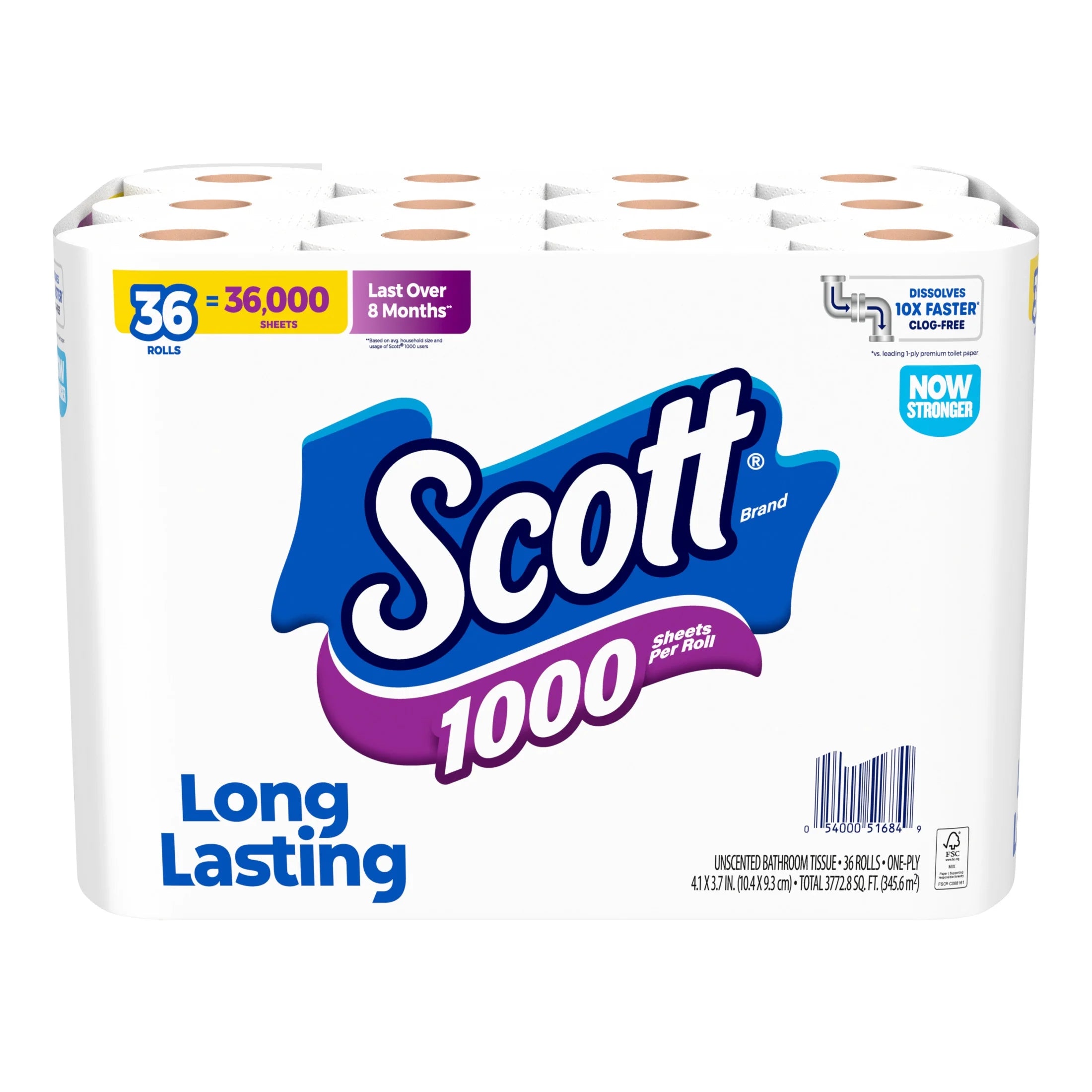 1000 Toilet Paper, 36 Rolls, 1000 Sheets per Roll