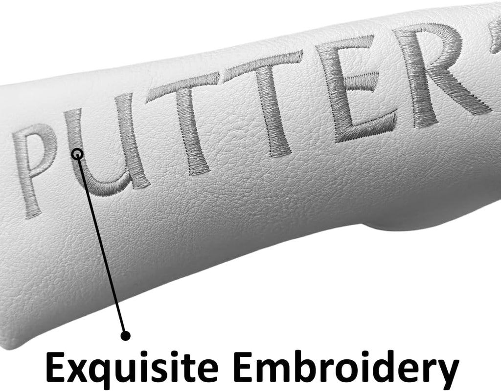 Golf Blade Putter Head Cover Headcover Magnetic - White Putter Golf Headcover - Premium Synthetic Leather Putter Cover for Golf Clubs Fits for Most Brands