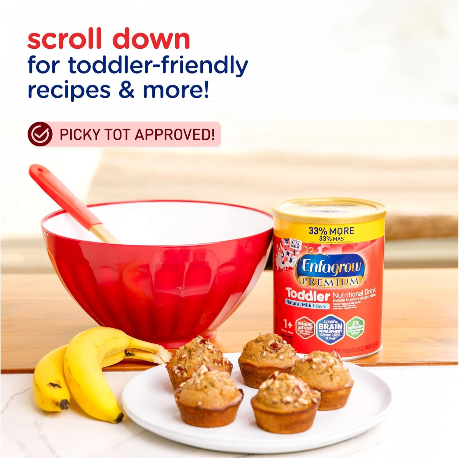 Premium Toddler Nutritional Drink, Try Our Brain Supporting Trio, Natural Vanilla Flavor, 32Oz Can (Pack of 2)