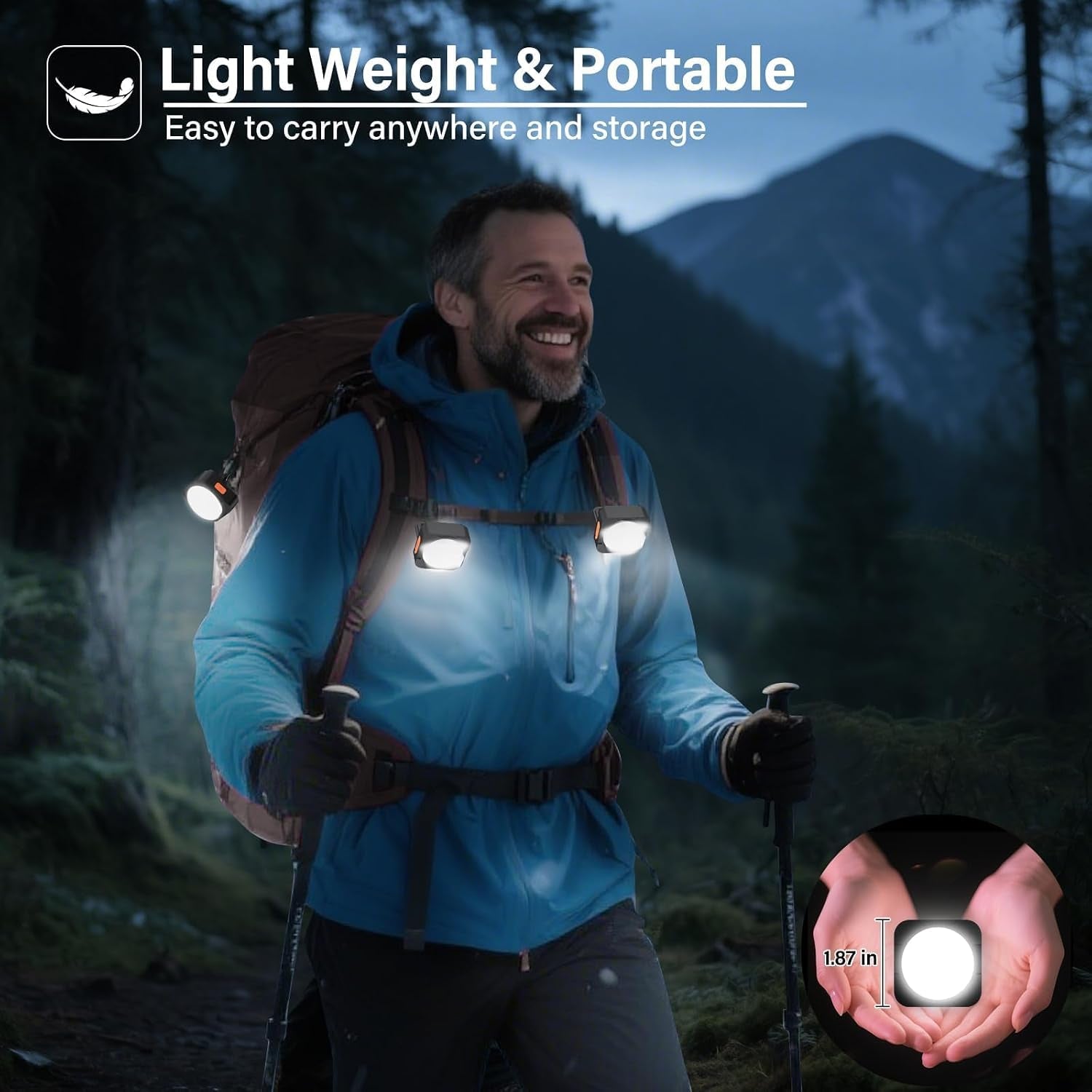 3 Pack LED Rechargeable Camping Lights Tent Lantern Mini Emergency | Portable Rechargeable Tent Flashlight, Outdoor Survival Accessory for Hiking, Fishing, Backpacking, Hurricane & Power Outage
