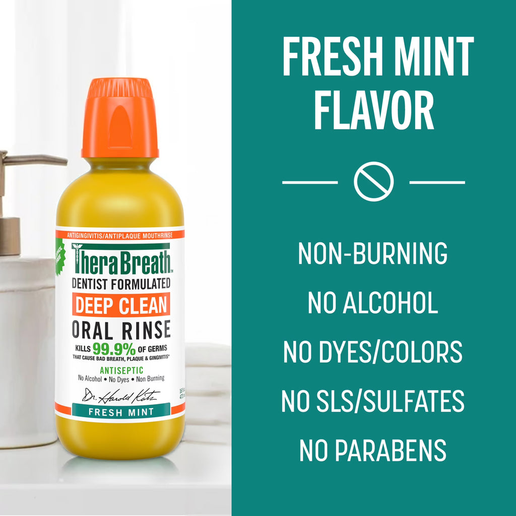 Deep Clean Mouthwash, Alcohol Free, Antiseptic Benefits, Fresh Mint, 16 Fl Oz