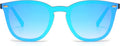 Trendy Rimless Mirrored Sunglasses Reflective Sun Glasses for Women Men (Matte Black/Mirror Blue)