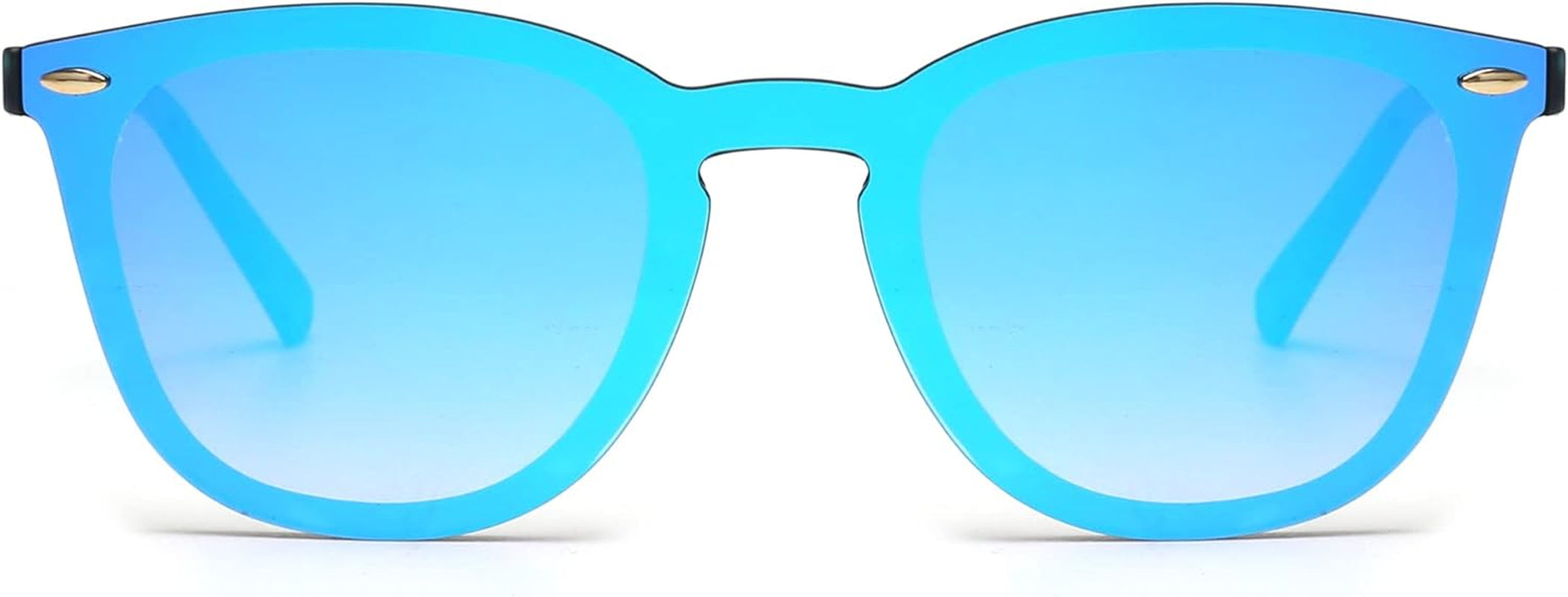 Trendy Rimless Mirrored Sunglasses Reflective Sun Glasses for Women Men (Matte Black/Mirror Blue)