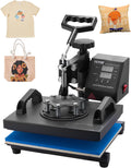 Heat Press, 12X10In Heat Press Machine, Clamshell Sublimation Transfer Printer Fast Heat-Up, Digital Precise Temperature Control, Vinyl Heat Press for T-Shirts Bags Garments Mats Puzzles, 650W
