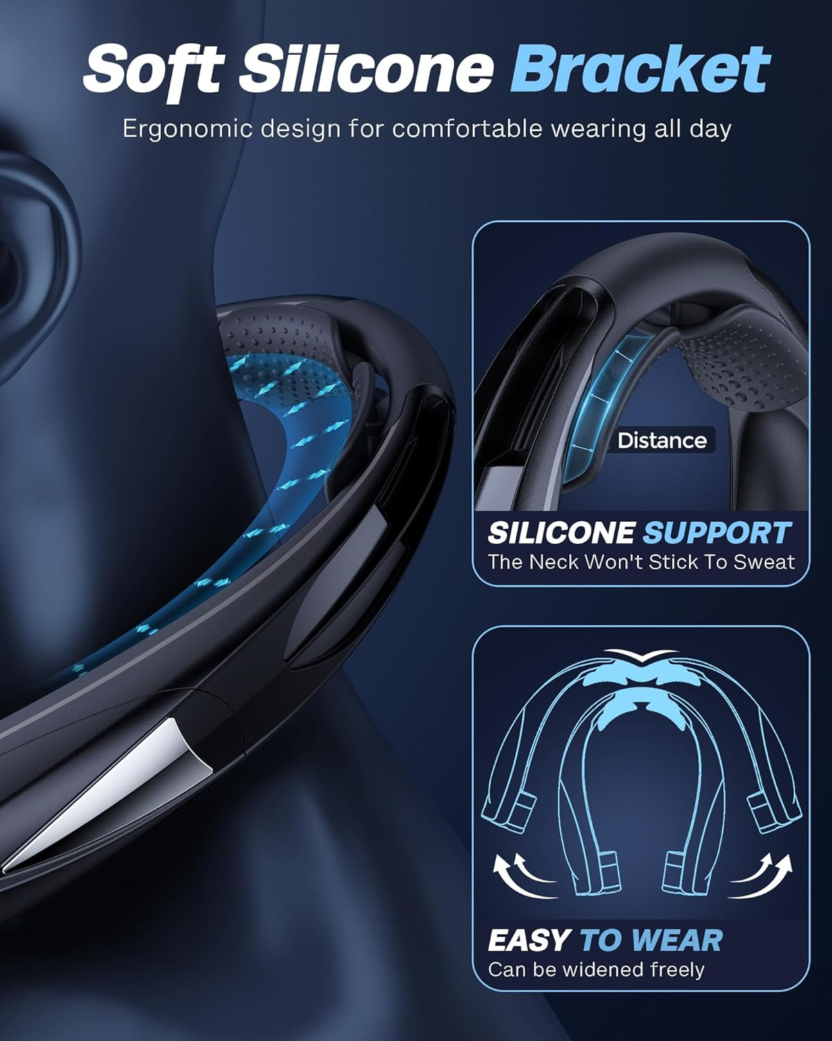 Neck Fan - Portable Neck Fan with LED Book Light, 6-20H Long Battery Life, 6 Speeds Adjustable, USB-C Rechargeable, Hands-Free Wearable Fan, Cooling Personal Fan Gifts for Men Women Dad Mom