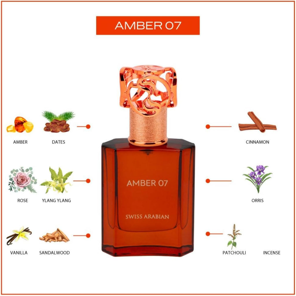Amber 07 - Luxury Products from Dubai - Long Lasting, Addictive Personal EDP Spray Fragrance - Seductive Signature Aroma - 1.7 Oz