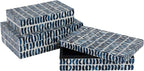 Set of 3 10/11/12" Boxes with Inlay Pieces, Blue/White