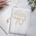 Happy 70Th Birthday Gold Rhinestone Cake Topper - Cheers to 70Th Birthday Seventy Years Old Anniversary Party Cake Centerpieces Topper Decorations Gift Sign.