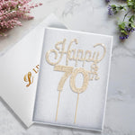 Happy 70Th Birthday Gold Rhinestone Cake Topper - Cheers to 70Th Birthday Seventy Years Old Anniversary Party Cake Centerpieces Topper Decorations Gift Sign.