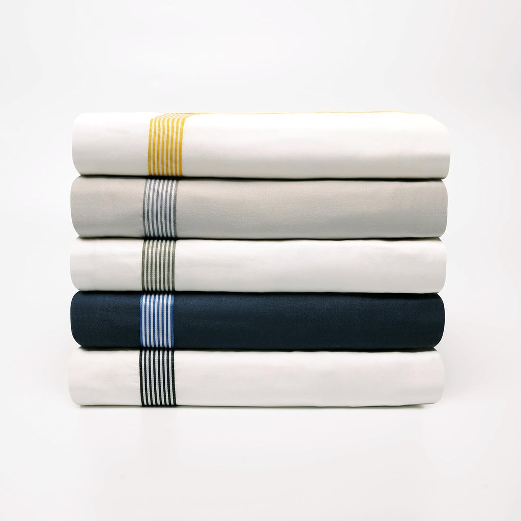 Miller Cotton 300 TC Duvet Cover Set, Soft Comforter Covers, Bedroom Essentials, Coastal Striped, Includes 1 Duvet Cover with Button Closure, 2 Pillow Shams, Full/Queen, Navy Blue - Navy Blue