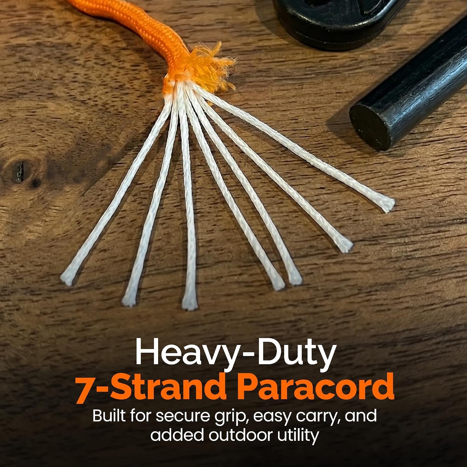 4 Inch Survival Ferrocerium Drilled Flint Waterproof High Spark Fire Starter | Ferro Rod Kit with Orange Paracord Landyard Handle and SS Striker