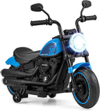 Ride on Motorcycle, 6V Toddler Motorcycle with LED Light, Music, Foot Pedal, Forward/Backward, Soft Start, 3-Wheel Battery Powered Electric Motorcycle for Kids, Gift for Boys Girls (Blue)