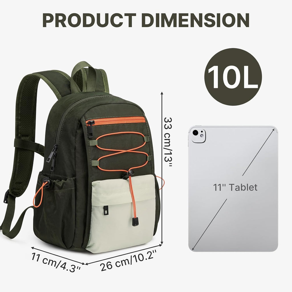 10L Small Hiking Backpack for Women Men | Mini Lightweight Travel Casual Daypack, Water Repellent Fabric, Fits 11" Tablet