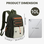 10L Small Hiking Backpack for Women Men | Mini Lightweight Travel Casual Daypack, Water Repellent Fabric, Fits 11" Tablet