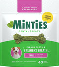 Dog Dental Bone Treats, Tiny/Small Dental Dog Treats, 16 Ounces, Cleans Teeth, Fight Bad Breath, Removes Plaque and Tartar, 40 Count
