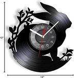 Wall Clock Rabbit Wall Clock Vinyl Record Animal Wall Clock Rabbit Modern Design Silent Black Quartz Clock Hanging Clock for Kids Room Nursery