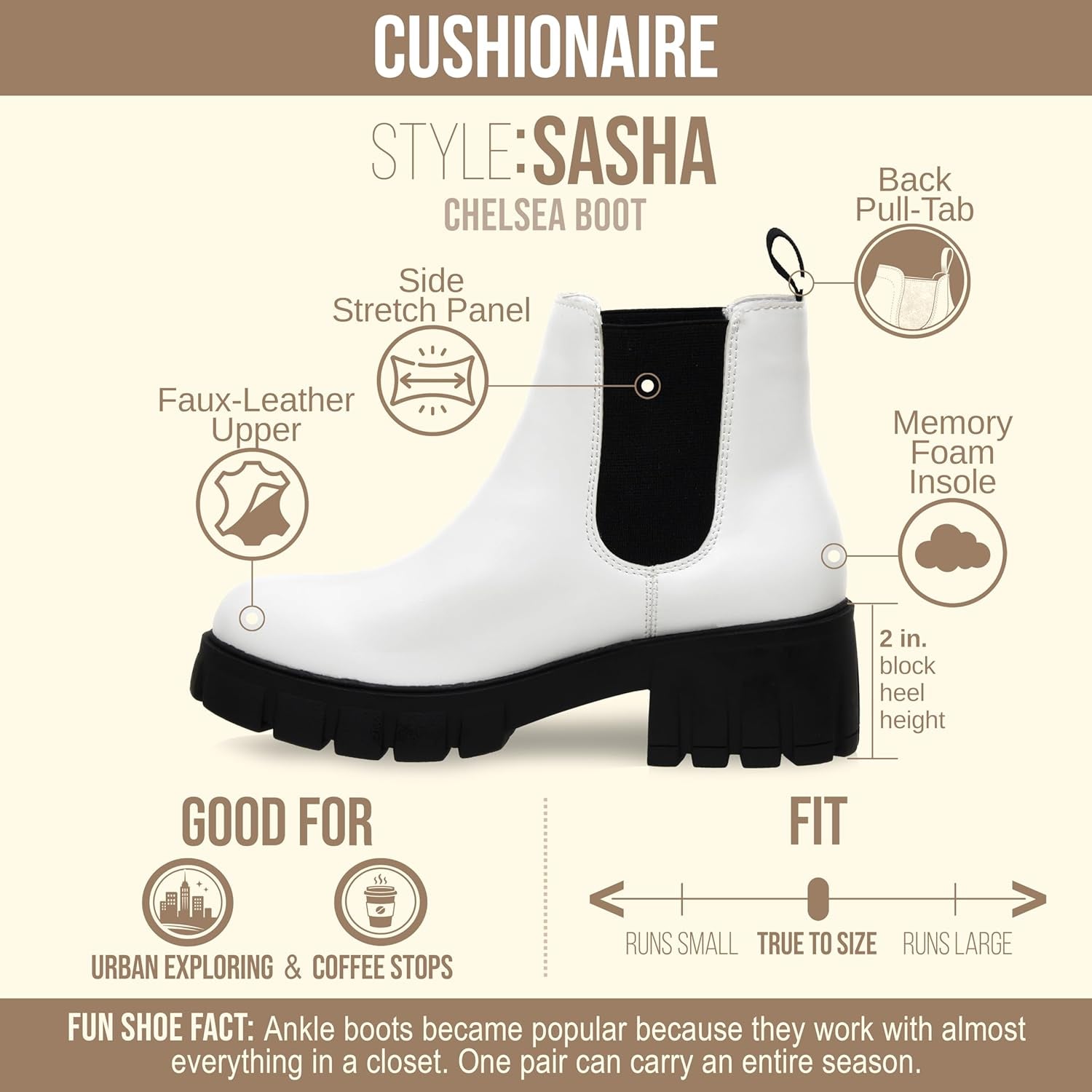 Women'S Sasha Slip on Chelsea Boot +Memory Foam