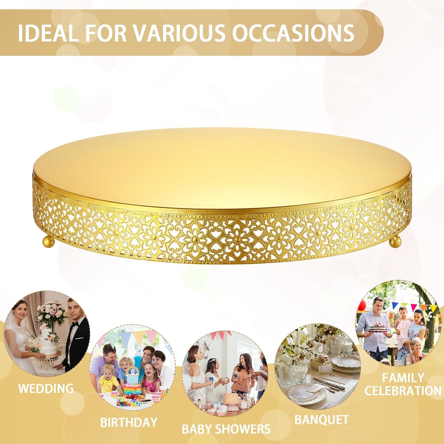 Cake Stand 16 Inch round Metal Cupcake Dessert Wedding Cake Stand Cookies Display Holder Fruit Serving Tray for Table Wedding Birthday Anniversary Party(Gold)