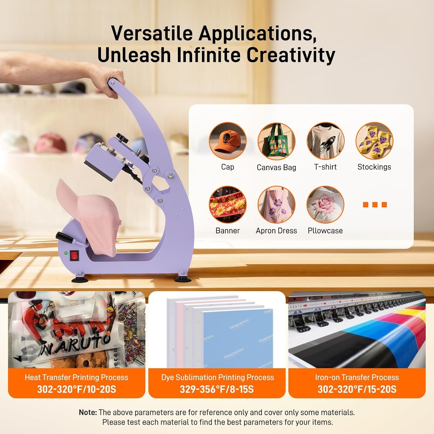 Hat Heat Press Machine, Precise Temp/Timer Control, 6.54"X3.84"Curved Heat Plate, Hat Stretcher, Safety Base, 2 Hat Pad, Glove, Heat Press Heat for Caps, Sublimation, Vinyl, Heat Transfer