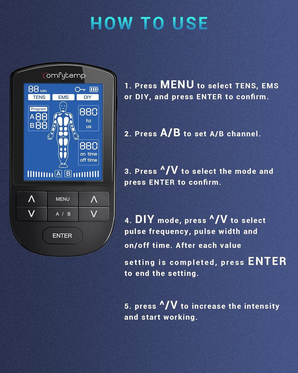 TENS Unit Muscle Stimulator for Pain Relief Therapy, TENS Machine with 24 Modes and DIY, Dual Channel EMS Unit, Pulse Muscle Massager for Back, Shoulder, Sciatica, Knee, 10 Electrode Pads