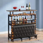 Home Bar Unit with Storage Shelves Bar Cabinet