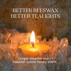 Tea Light Candles, Raw Yellow, Clear Cups, 24 Pack | 100% Pure Natural Bees Wax, Unscented, Paraffin & Soy Free, 5 Hour Burn Time, Made in USA