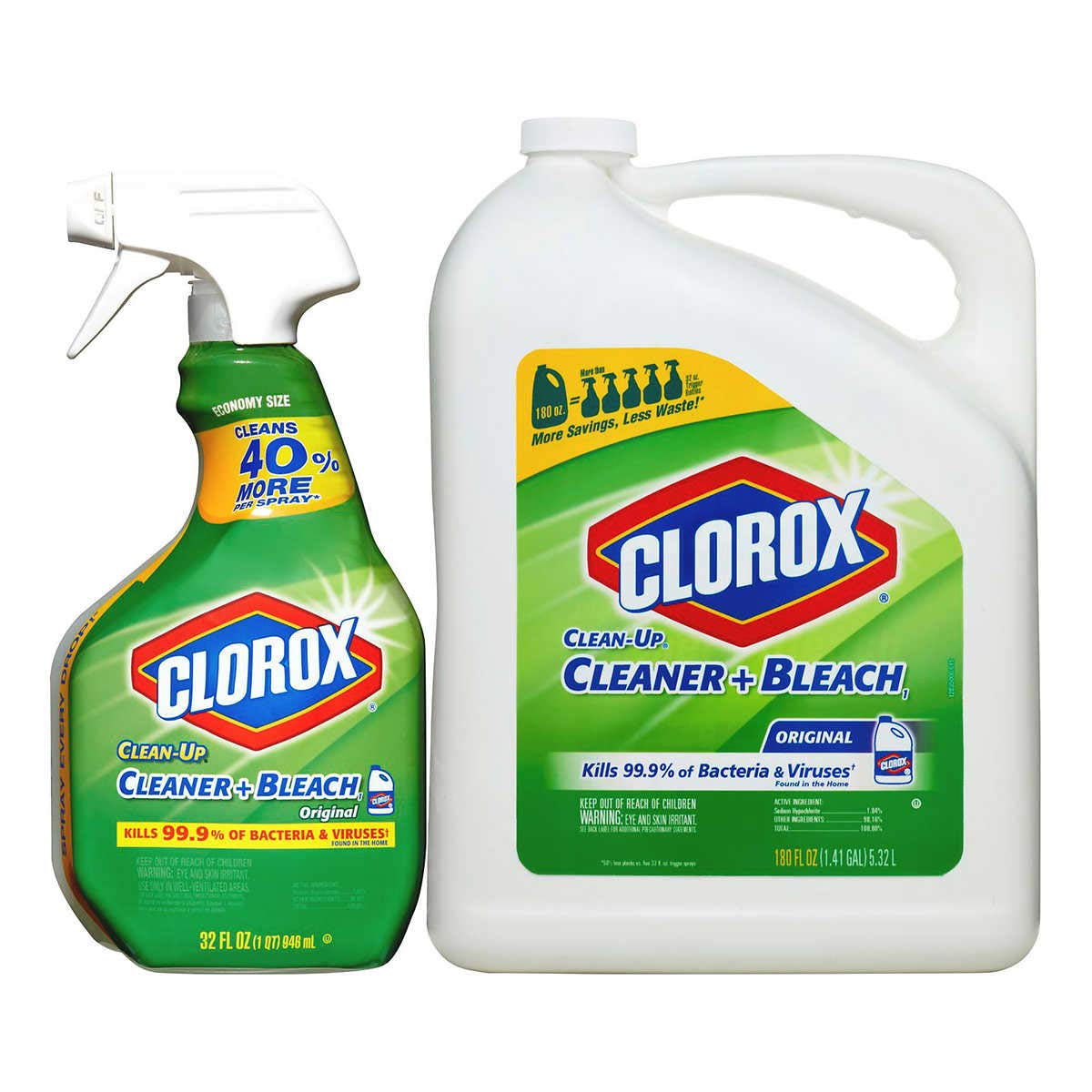 Clean-Up Cleaner Spray with Bleach and Refill Combo, 32 Ounce Spray Bottle + 180 Ounce Refill (1 Combo Pack)