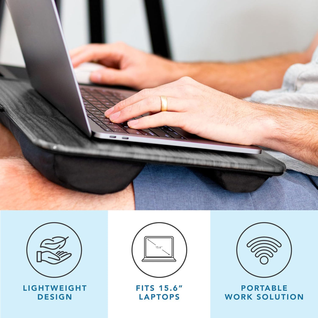 Home Office Lap Desk – Gray Woodgrain, Fits 15.6” Laptops