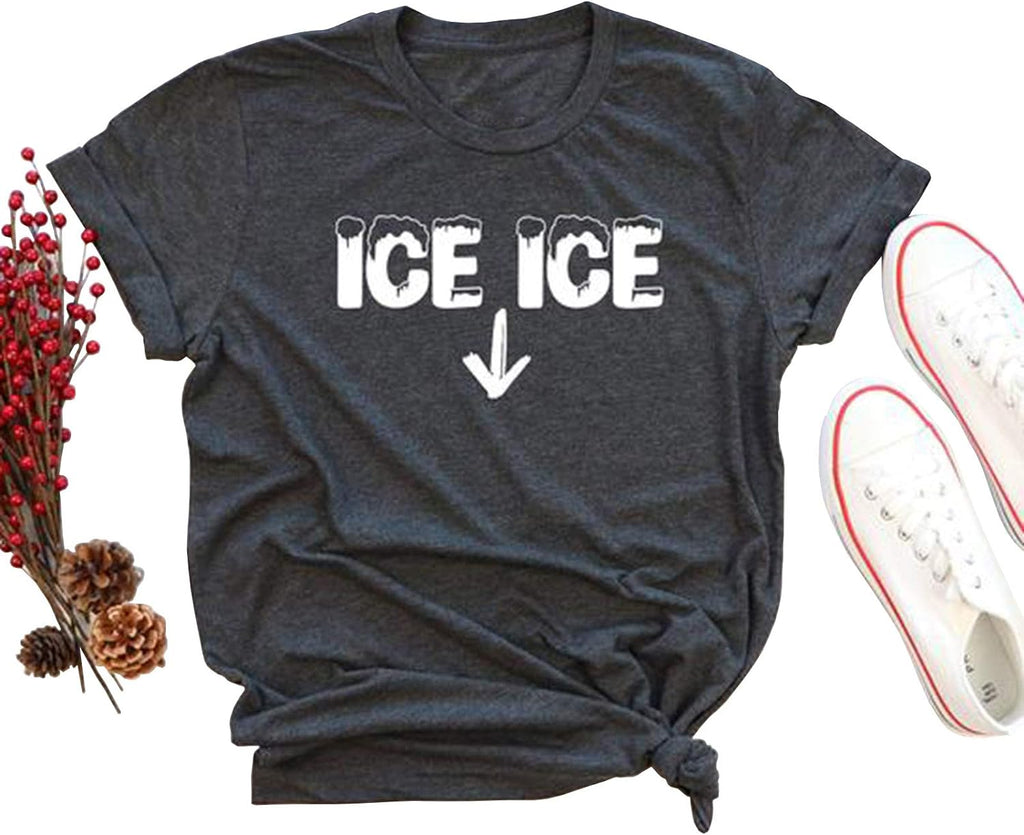 Ice Ice Baby Maternity T-Shirt Women Pregnancy Announcement Shirt Funny Cute Letter Print Pregnant Mom Tee Tops