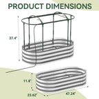 Raised Garden Bed with Self-Watering System, 4X2X1 Ft Elevated Planter Boxes Outdoor with Mesh Cover, Oval Galvanized Raised Beds for Gardening,Vegetables,Flowers, Backyard, Patio