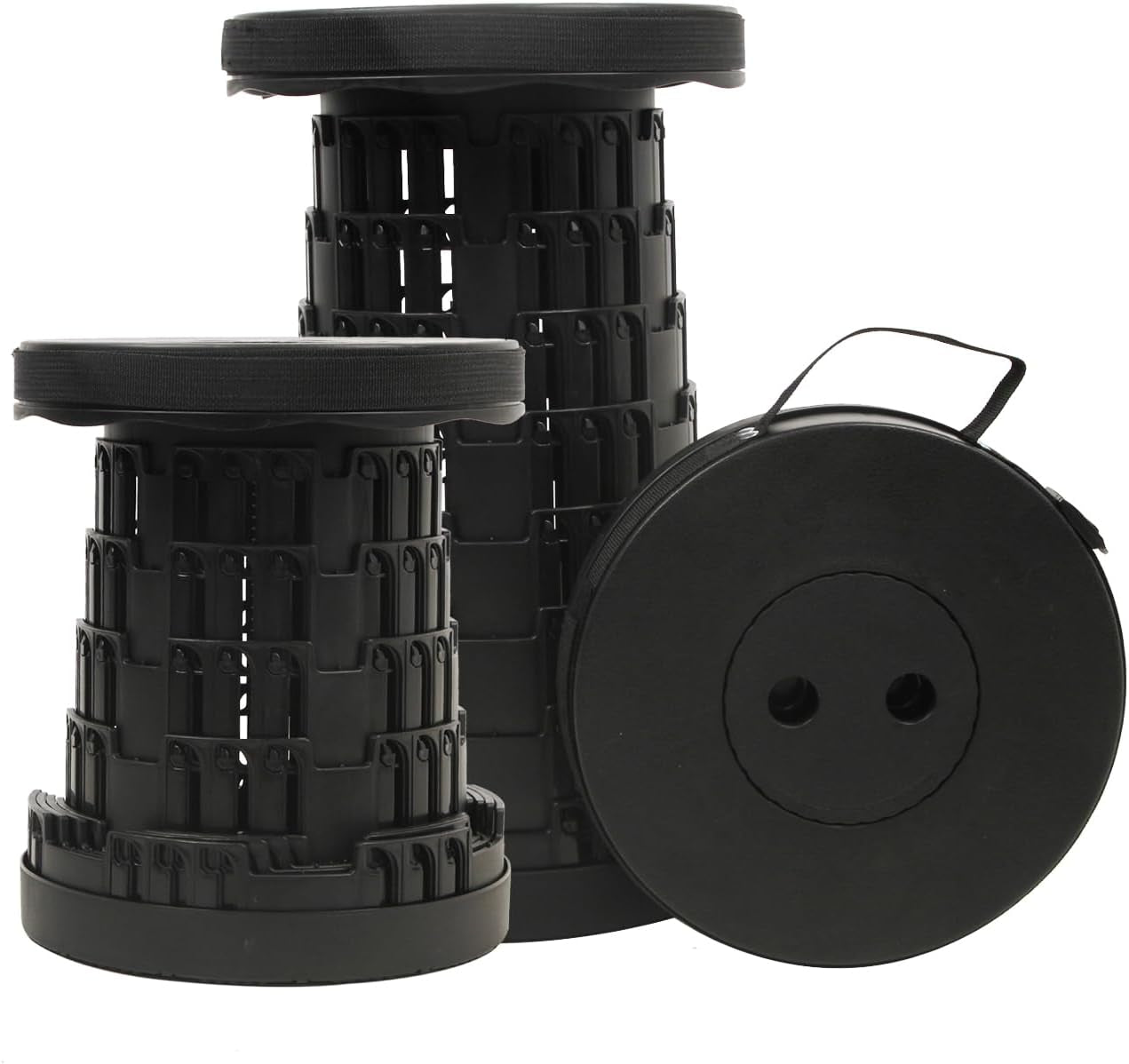 2025 Collapsible Stool Chair, Max 660Lb Upgraded Folding Stool, Lightweight, Sturdy, Adjustable, Portable, Foldable Seat Stools for Outdoor Camping Fishing Hiking BBQ