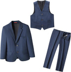 Boys Suits 3 Piece Slim Fit for Kids Size 10 Navy Blue Prom Wedding Dresswear Formal Set Tuxedo Blazer Jacket Vest Pant