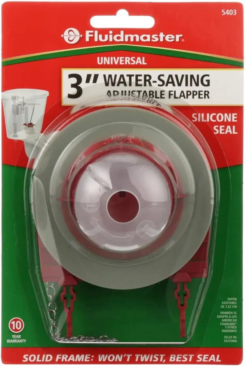 5403 Universal 3-Inch Toilet Flapper, Water Saving | Silicone Seal Lasts up to 10X Longer, Adjustable Dial Saves Water, Kink-Free Chain, Resists Chlorine and Hard Water